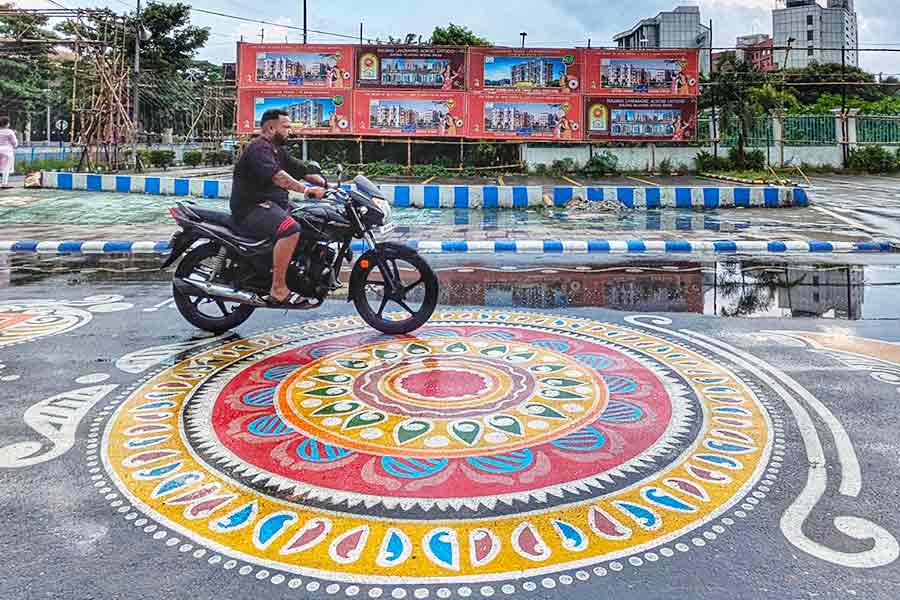 Deb and her team of artists worked five nights — 7pm to 7am — during which the road stayed off-limits to traffic  