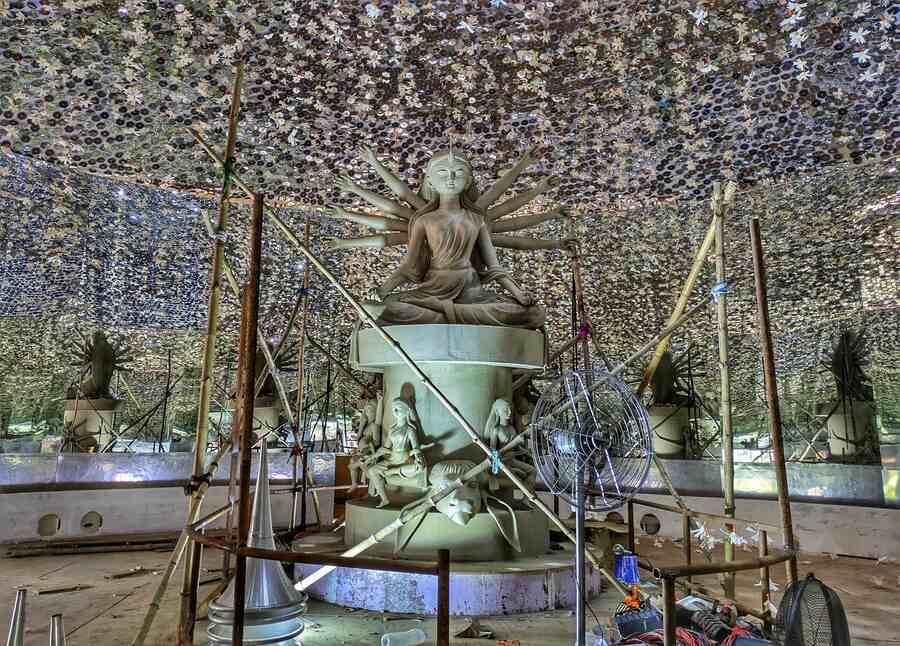 New Town Sarbojanin Durgotsab Samiti’s theme of the year is ‘Phooler Shaje Phooler Majhe’