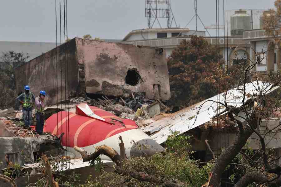 The wreckage of the crashed Air India plane in Ahmedabad in June.