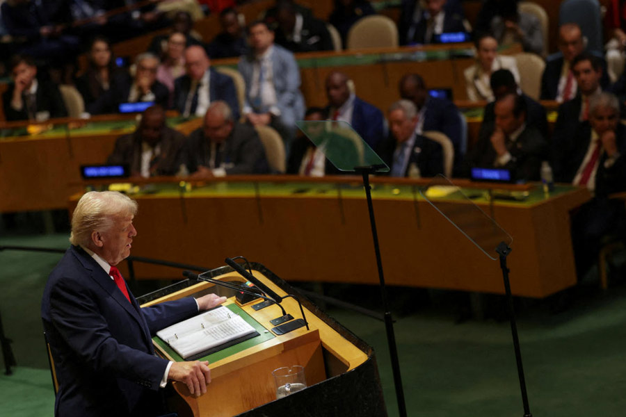 U.S. President Donald Trump speaks during the 80th United Nations General Assembly, in New York City, New York, U.S., September 23, 2025.
