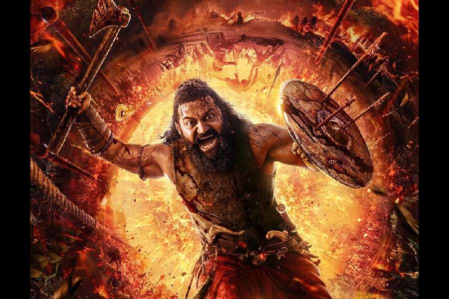 Rishab Shetty in a poster of 'Kantara: Chapter 1'