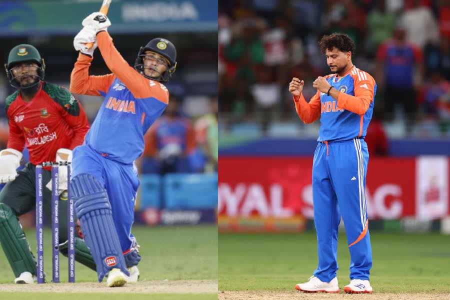 India opener Abhishek Sharma (left) and Chinaman Kuldeep Yadav on Wednesday.
