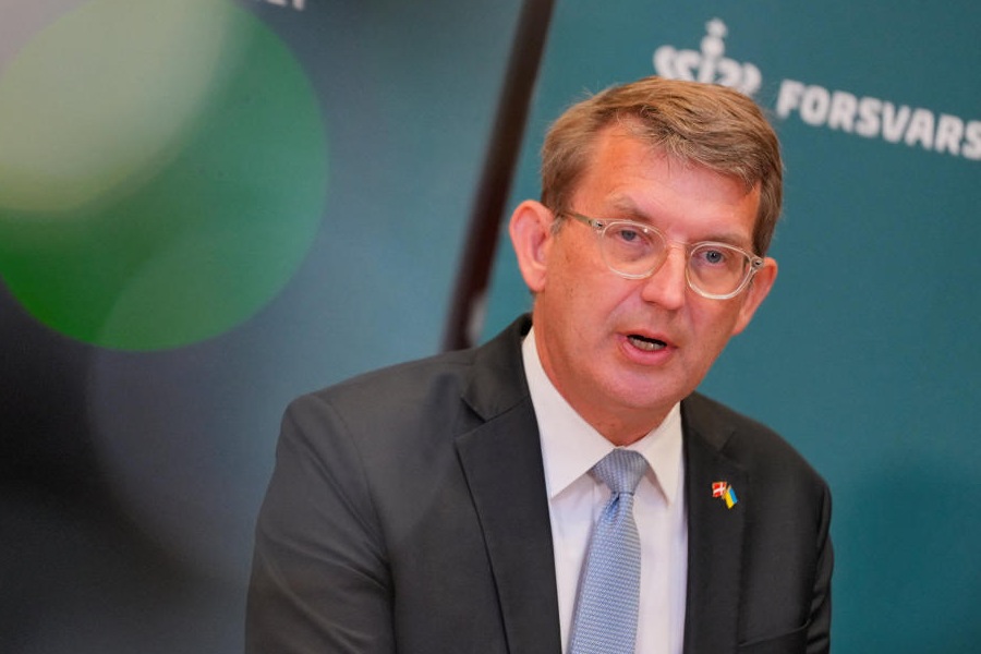 Denmark's Minister of Defence Troels Lund Poulsen attends a press conference at the Ministry of Defence in Copenhagen, Denmark, September 25, 2025.