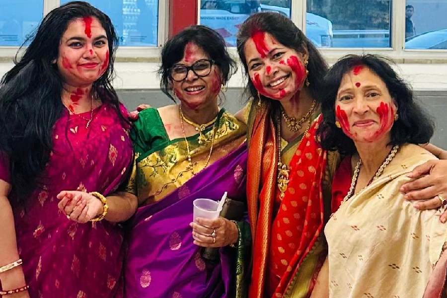 The celebrations end with Sindur Khela on Sunday afternoon