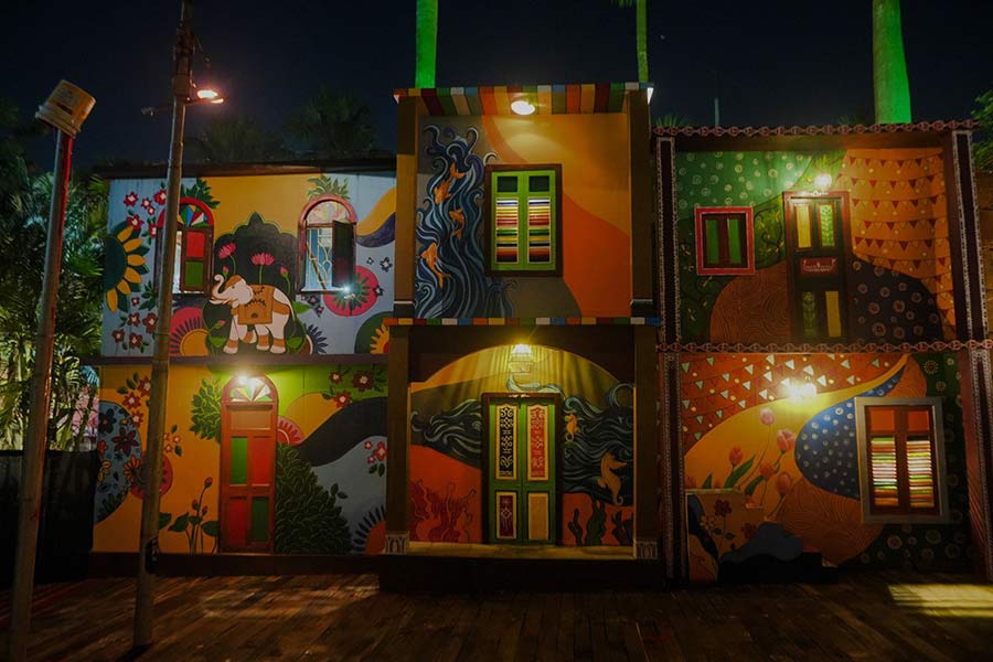 The pandal and the idol have been designed to reflect how every hue carries an emotion and meaning