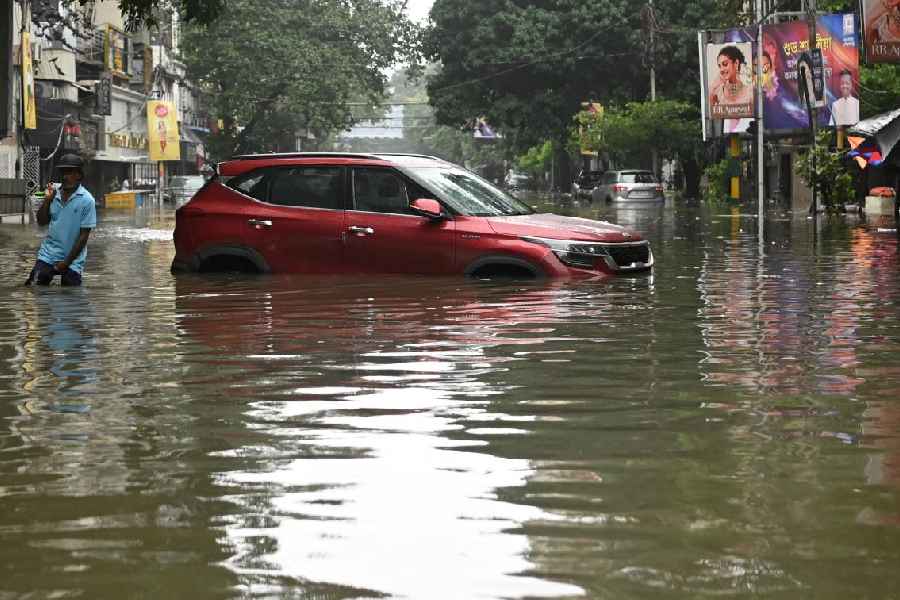 A out-of-order car abandoned on Camac Street in Kolkata on Tuesday.
