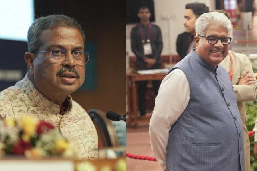 Dharmendra Pradhan (left) and Bhupender Yadav.