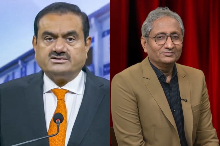 Gautam Adani (left), Ravish Kumar