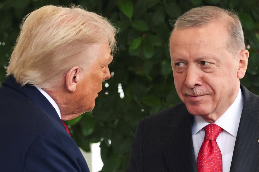 US President Donald Trump welcomes Turkey's President Recep Tayyip Erdogan at the White House in Washington, D.C., U.S., September 25, 2025.