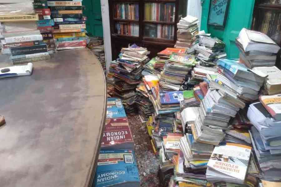 Damaged books at a store on College Street