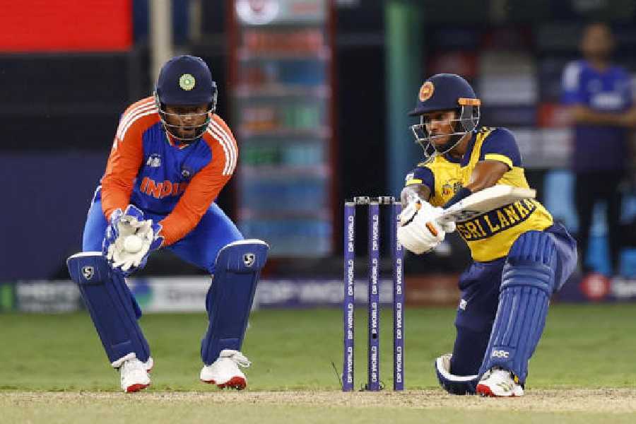 Sri Lanka’s Pathum Nissanka during his 58-ball 107 in the final Super Four match of this Asia Cup, against India in Dubai on Friday.