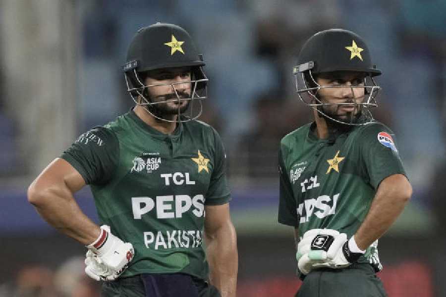 Sahibzada Farhan (left) and Mohammad Haris during the Asia Cup.