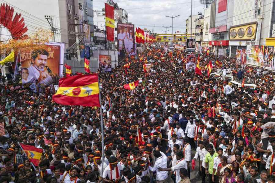 A visual from the rally
