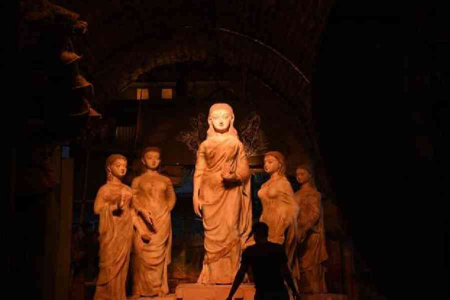 The Durga idol at the pandal 
