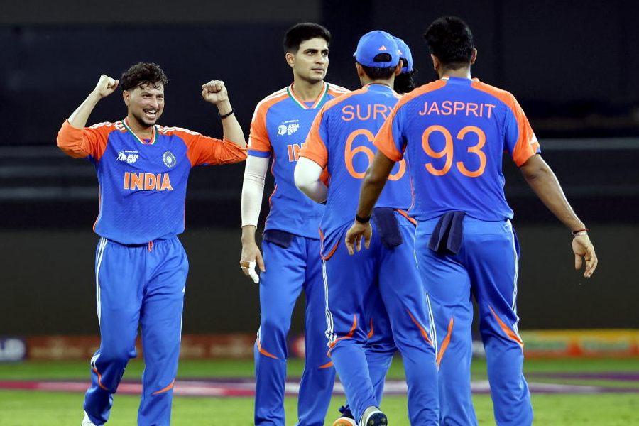 India players celebrates the wicket of Shaheen Shah Afridi of Pakistan during the Final match of the DP World Asia Cup 2025 between India and Pakistan at the Dubai International Stadium, Dubai, United Arab Emirates, on 28 September 2025.