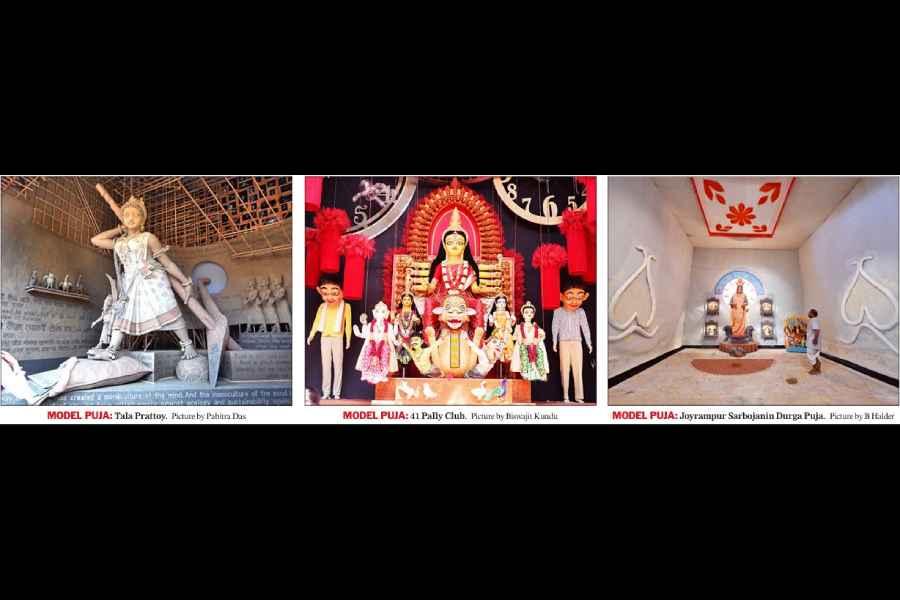 (From left) Tala Prattoy, 41 Pally Club, Joyrampur Sarbojanin Durga Puja.