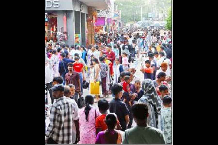 Shoppers in New Market on Sunday afternoon.
