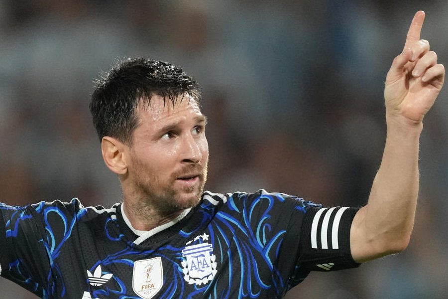 Argentina's Lionel Messi celebrates scoring his side's second goal against Zambia during a friendly soccer match in Buenos Aires, Argentina, Tuesday, March 31, 2026.