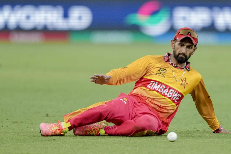 Zimbabwe's captain Sikandar Raza during the ICC Men's T20 World Cup 2026 cricket match between Zimbabwe and South Africa, at Arun Jaitley Stadium in New Delhi, Sunday, Mar. 1, 2026.
