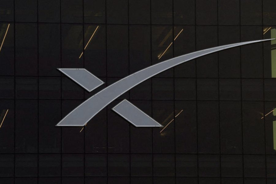 The SpaceX’s logo is seen in one of their buildings as the initial public offering (IPO) is expected to be announced soon in Starbase, Texas, US March 31, 2026.
