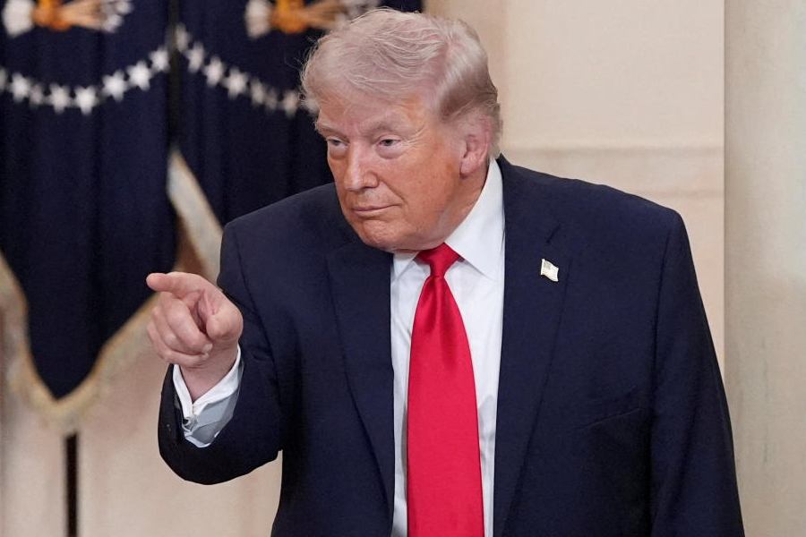 US President Donald Trump gestures after delivering an address to the nation about the Iran war at the White House in Washington, DC, US April 1, 2026.