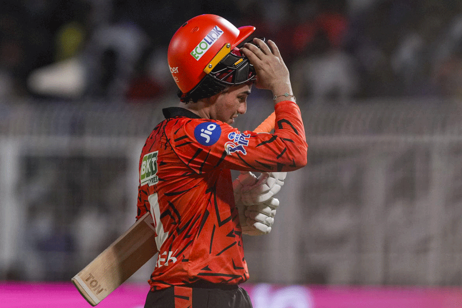 Sunrisers Hyderabad's Abhishek Sharma walks off the field after his dismissal during the Indian Premier League (IPL) 2026 cricket match between Kolkata Knight Riders and Sunrisers Hyderabad, at Eden Gardens in Kolkata, West Bengal, Thursday, April 2, 2026.