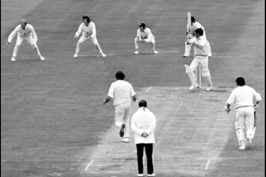 Bevan Congdon cuts a ball from Geoff Arnold, England versus New Zealand, Trent Bridge, 1973