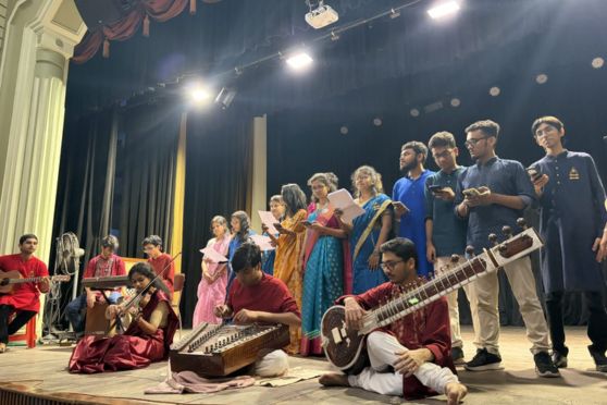 The day began on a soulful note with a rendition of Rabindranath Tagore’s “Anondoloke Mongolaloke,” setting a serene and reflective tone for the event. Spectrum 2026 was formally inaugurated by Fr. Peter Arockiam, SJ, marking the commencement of a day filled with intellectual engagement and artistic brilliance.
