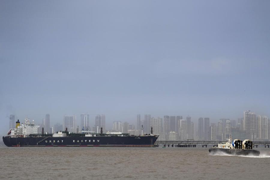 Indian tanker 'Jag Vasant', owned by Great Eastern Shipping Company Ltd, after clearing the Strait of Hormuz, is seen anchored at the liquefied petroleum gas (LPG) discharge terminal, in Mumbai, Wednesday, April 1, 2026.