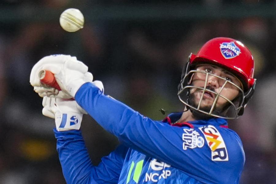 Delhi Capitals' Sameer Rizvi plays a shot during an Indian Premier League (IPL) 2026 T20 cricket match between Delhi Capitals and Mumbai Indians, in New Delhi, Saturday, April 4, 2026.