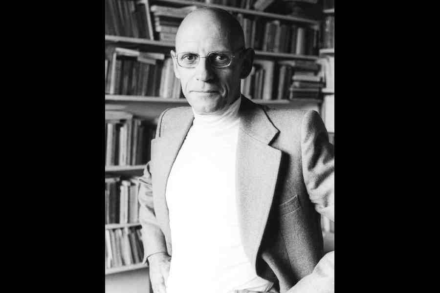 Michel Foucault in black and white