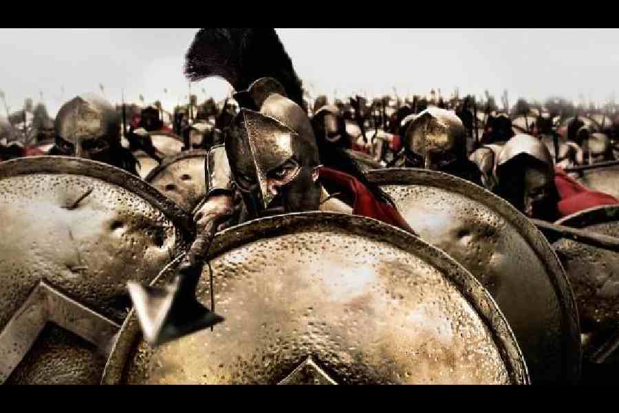OLD WAR: A still from 300, the epic war film that tells the story of 300 men defending Sparta against the thousands-strong Persian army. Man has always used machines to fight wars but these days the machines are the ones to take decisions