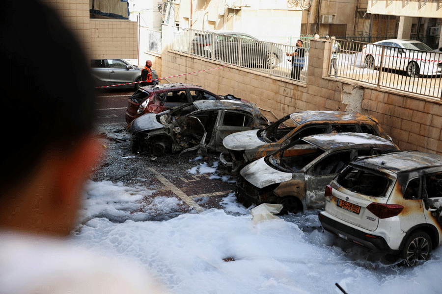 Aftermath of a missile strike in Petach Tikva