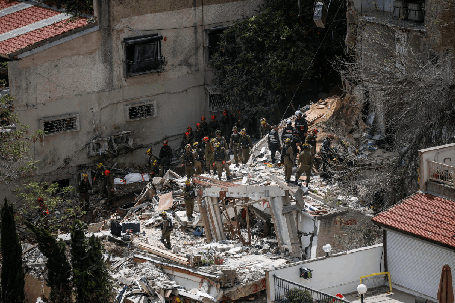 Aftermath of a projectile impact in Haifa, as the US-Israeli conflict with Iran continues, in Haifa, Israel, April 6, 2026.