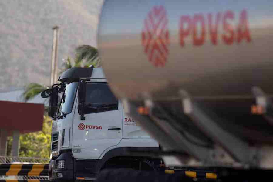 Fuel tank trucks of Venezuelan state oil company PDVSA parked at Puerto La Cruz oil refinery in Puerto La Cruz, Venezuela, January 21, 2026.
