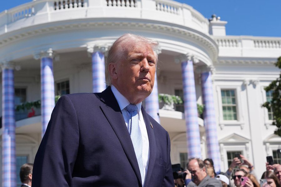 President Donald Trump participates in the White House Easter Egg Roll on the South Lawn of the White House, Monday, April 6, 2026, in Washington.