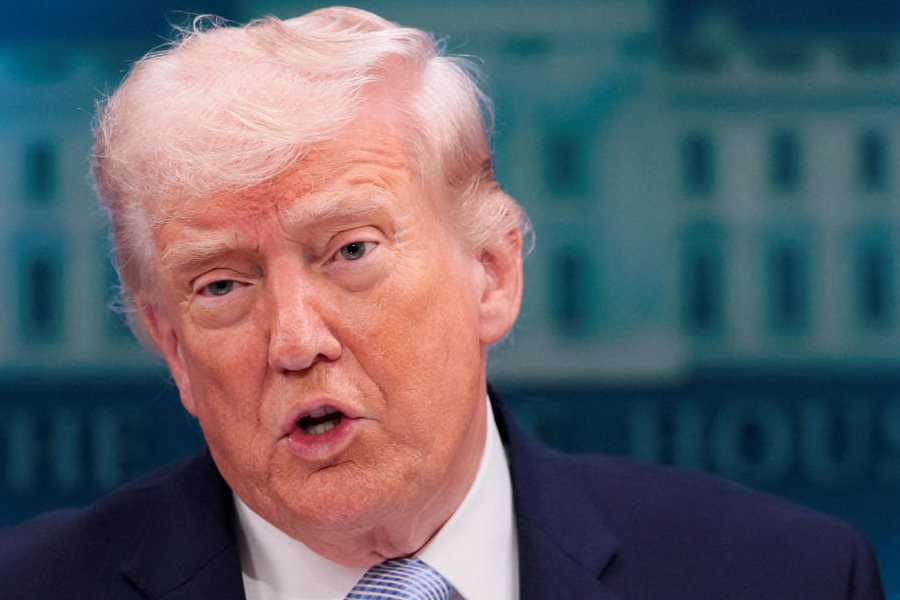 US President Donald Trump holds a press conference in the James S. Brady Press Briefing Room at the White House in Washington, D.C., U.S., April 6, 2026.
