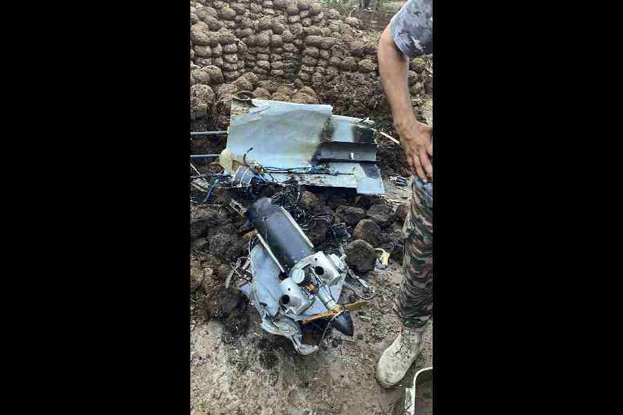 Debris of drones and other munitions in Amritsar on May 10, 2025. 