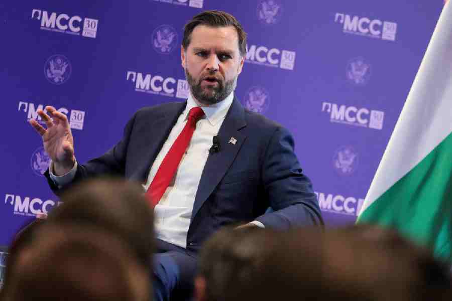 US Vice President JD Vance delivers remarks at Mathias Corvinus Collegium in Budapest, Hungary, April 8, 2026.