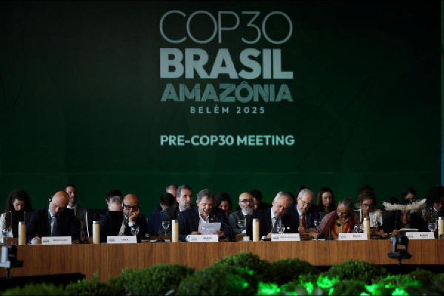 Delegates at a COP30 meeting in Brasilia last year