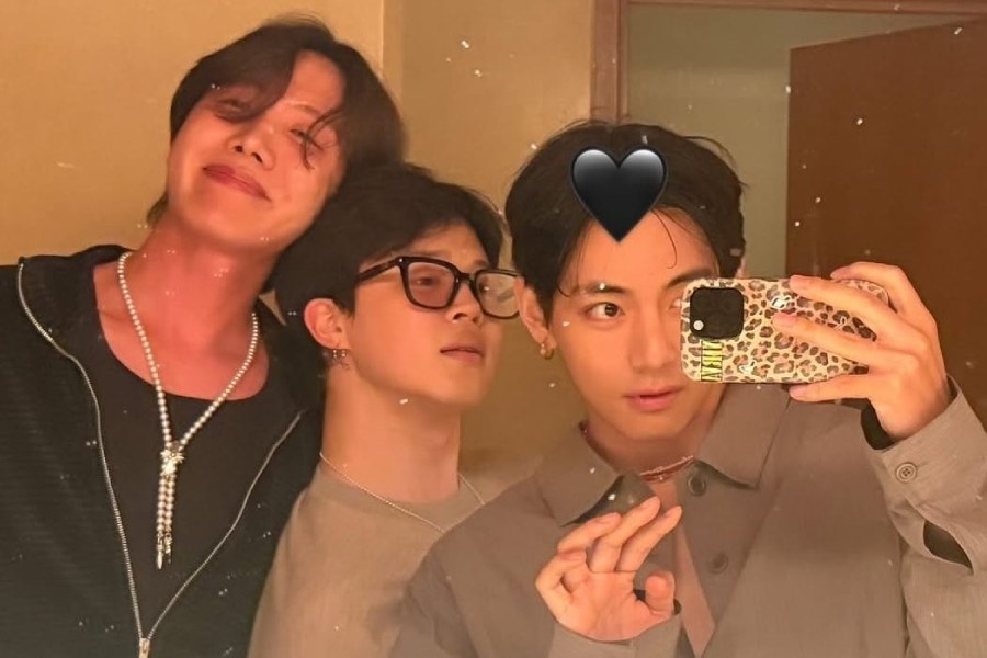BTS members J-Hope, Jimin and V