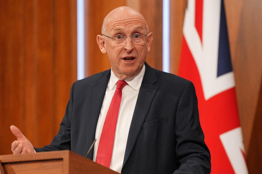 Britain's Defence Secretary John Healey delivers a statement on recent UK operational activity, he said the UK and allies monitored a Russian attack submarine and two spy submarines in the North Atlantic for a month before they retreated, at 9 Downing Street in Westminster, central London, Britain, April 9, 2026.