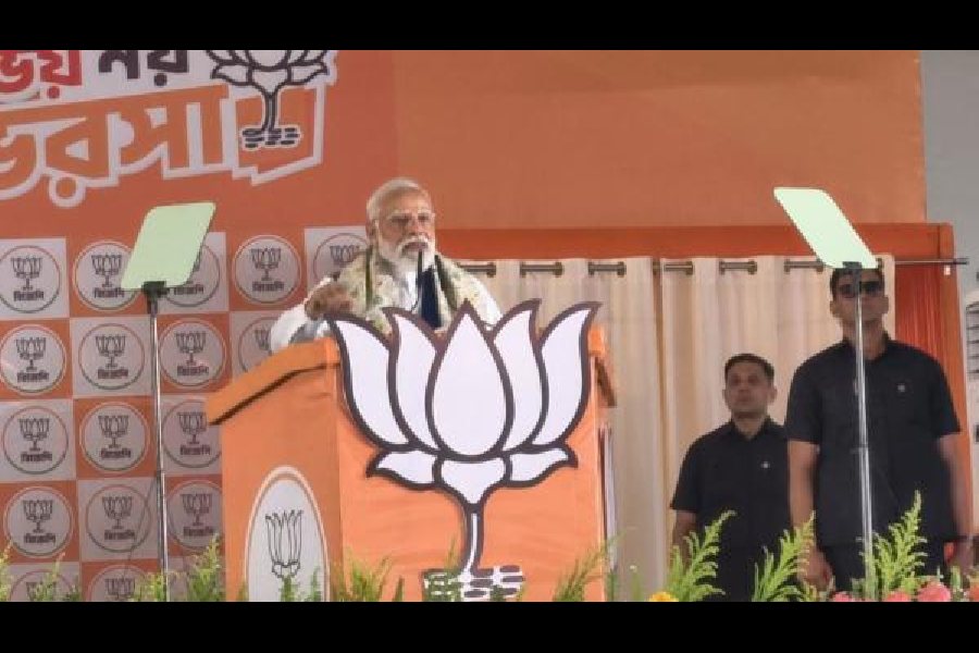 Narendra Modi in Asansol on Thursday. Picture by Santosh Kumar Mandal