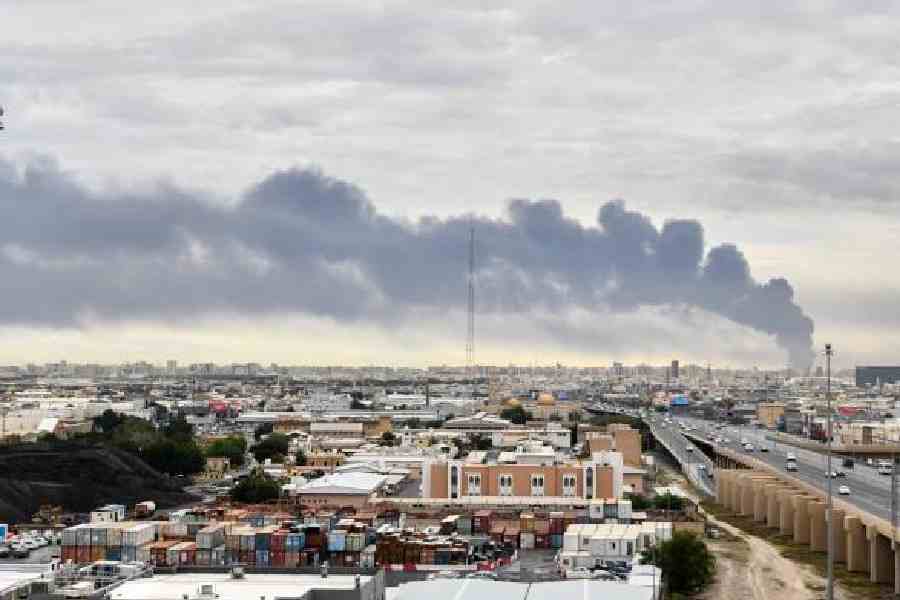Smoke rises from Kuwait airportafter a drone strike on a fuelstorage unit last week. (AP/PTI)