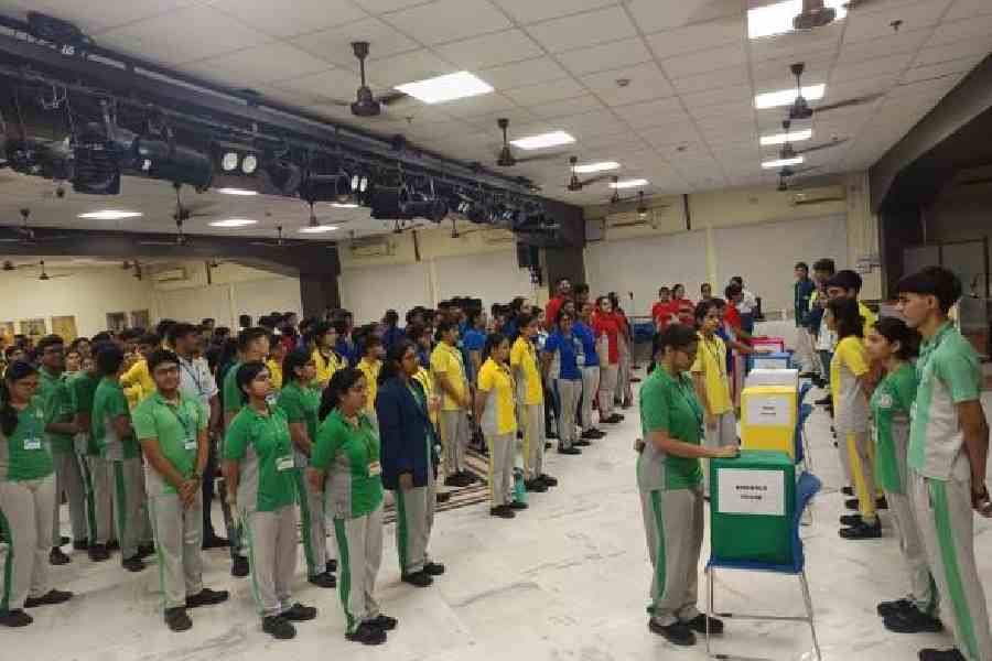 The student council election at Mahadevi Birla World Academy on Thursday