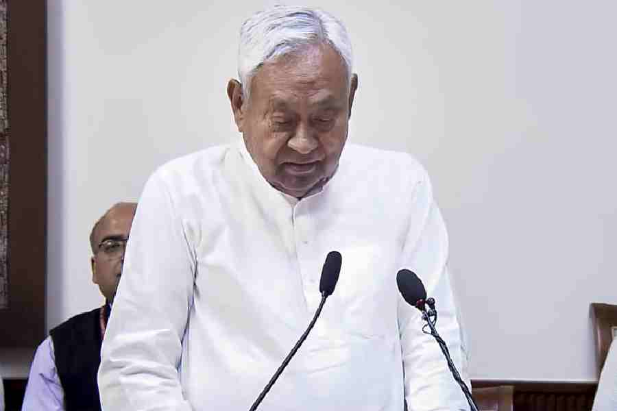 Nitish Kumar takes oath as a Rajya Sabha member on Friday. 