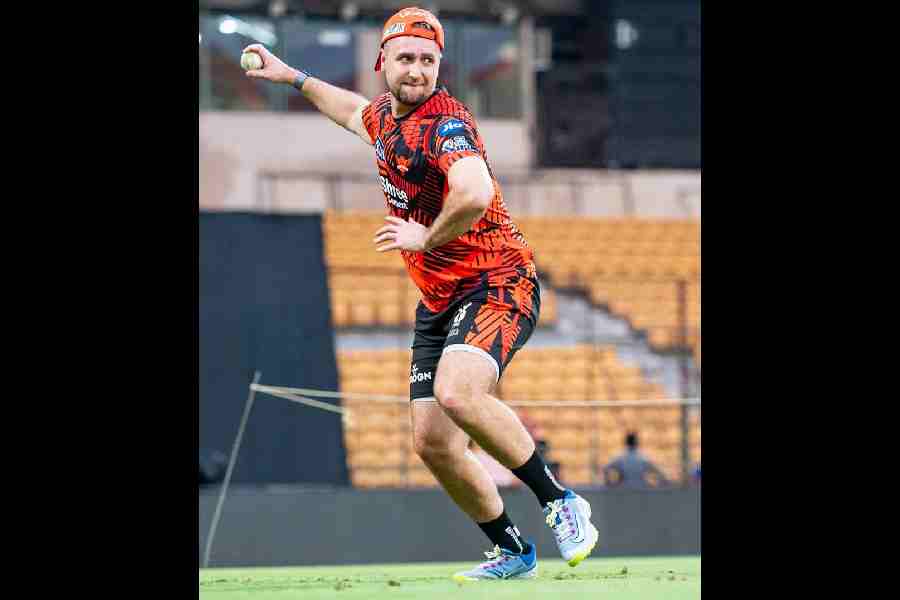 Liam Livingstone of Sunrisers Hyderabad at trainingahead of their match against Punjab Kings.
