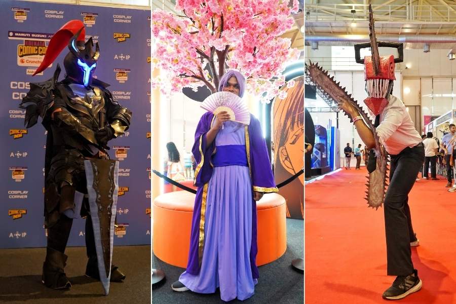Cosplayers at Kolkata Comic Con 2026 held at Biswa Bangla Exhibition Centre, New Town