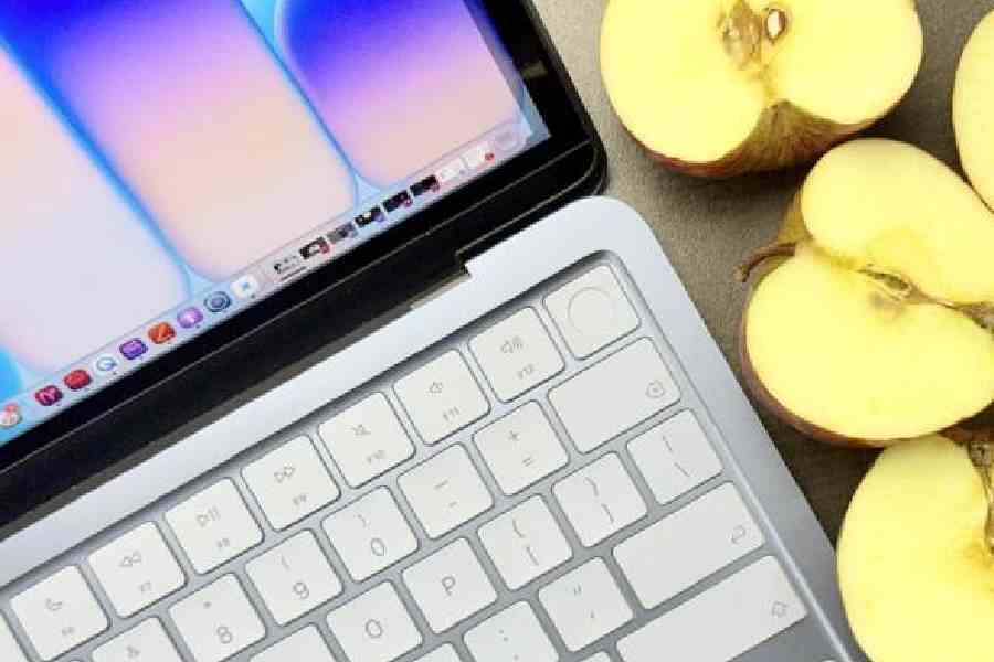 The alphabets and numbers have high contrast on the keys to make them visible when working under uneven lighting. Picture: The Telegraph / Mathures Paul