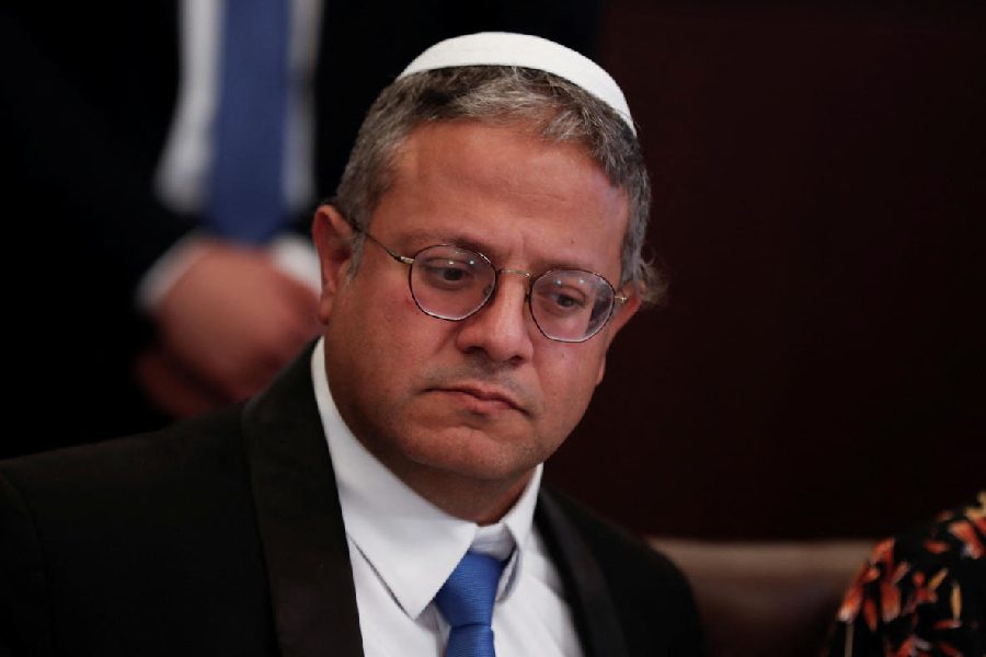 Itamar Ben-Gvir, Israel's far-right new minister of national security in Prime Minister Benjamin Netanyahu's new government, attends the weekly cabinet meeting in Jerusalem, 3 January 2023.